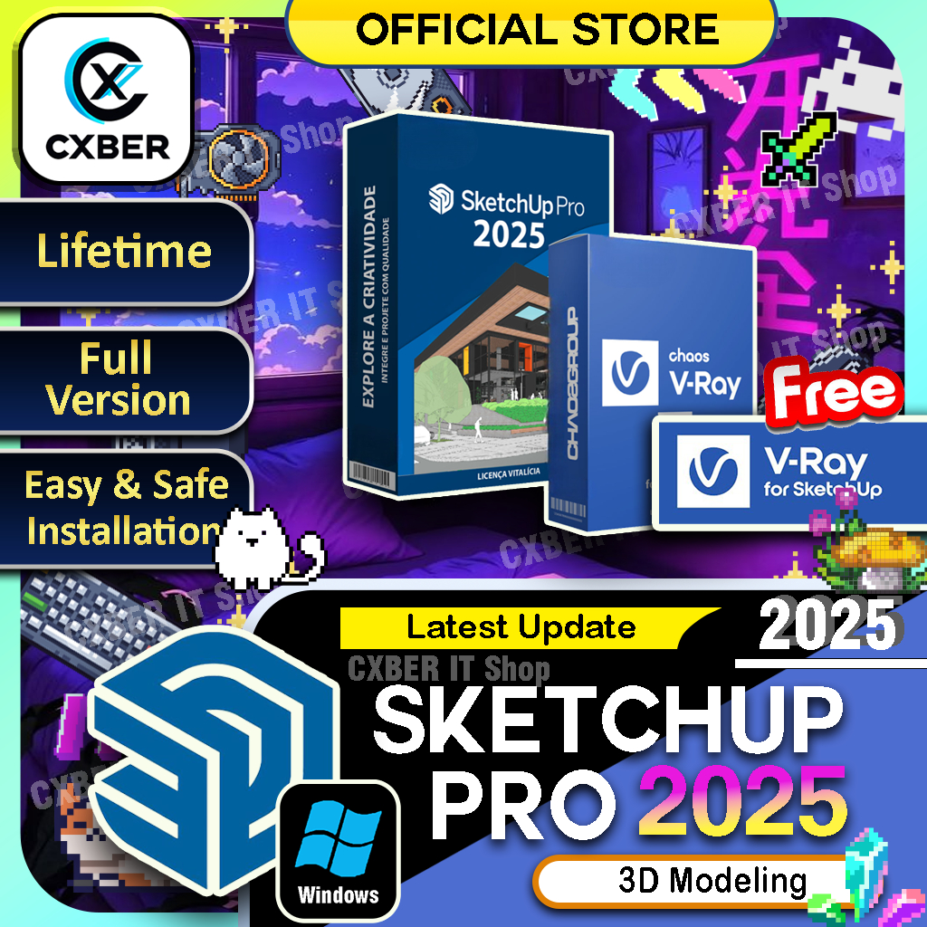 SketchUp Pro 2025 + FREE V-Ray with Video Install Guide | 3D modeling ...
