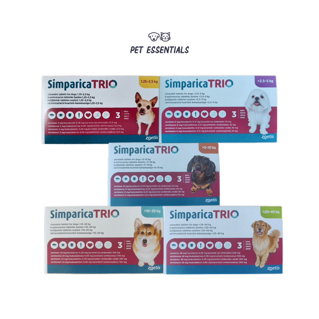Simparica TRIO Chews for Dogs (5 sizes available) made in Belgium EXP01 ...
