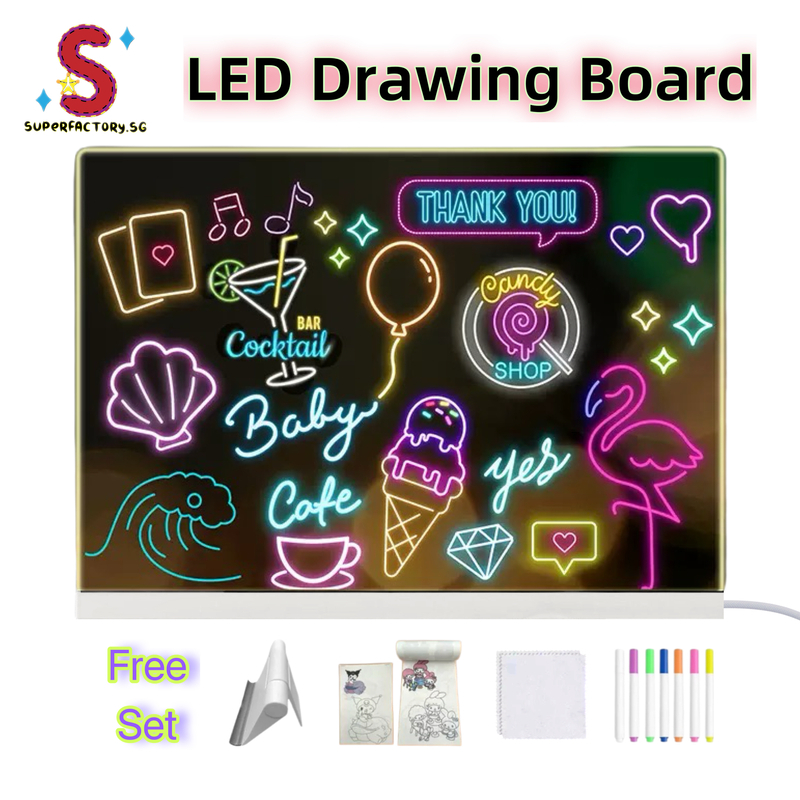 [SG Stocks]LED Drawing Board Luminous Writing,Message Drawing Board For ...
