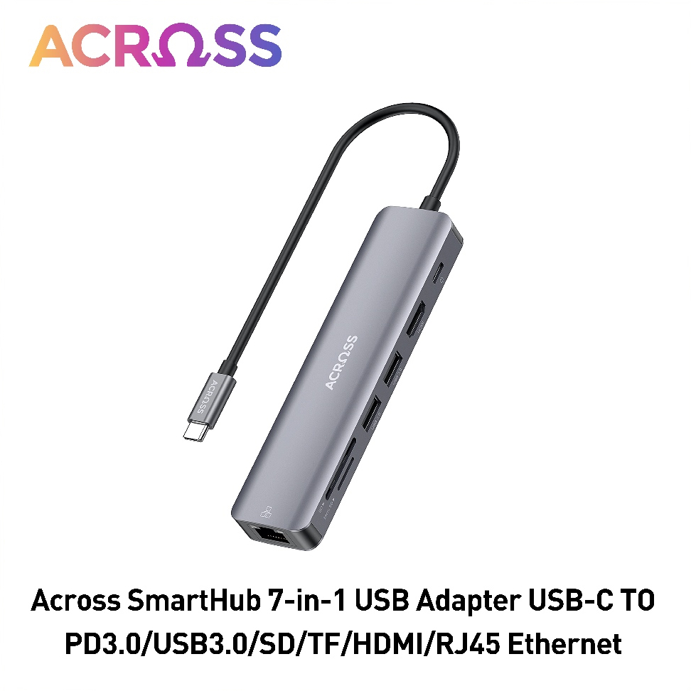 Across SmartHub 7-in-1 Adapter USB-C TO PD3.0/USB3.0/SD/TF/HDMI/RJ45 ...