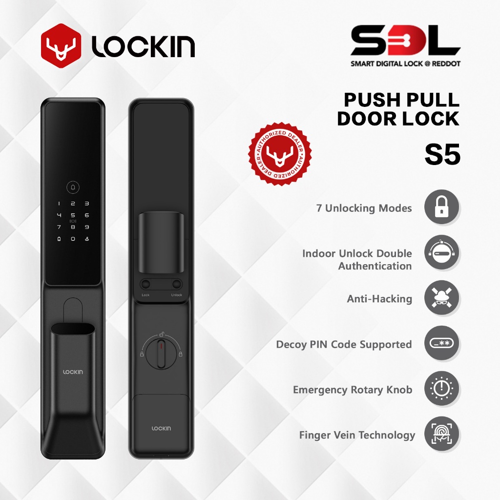 Lockin S5, Push Pull Handle Digital Lock, Finger Vein, Password, Card ...