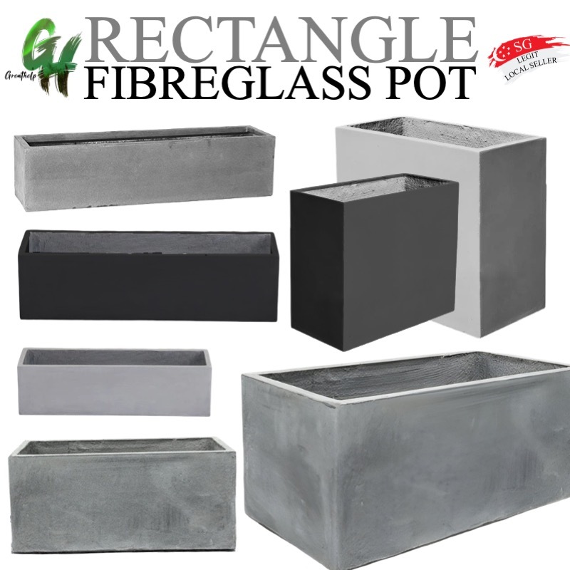 ⭐SG GREATHELP⭐ Rectangle Cement Pot Fiberglass Pot Garden Pot Flower ...