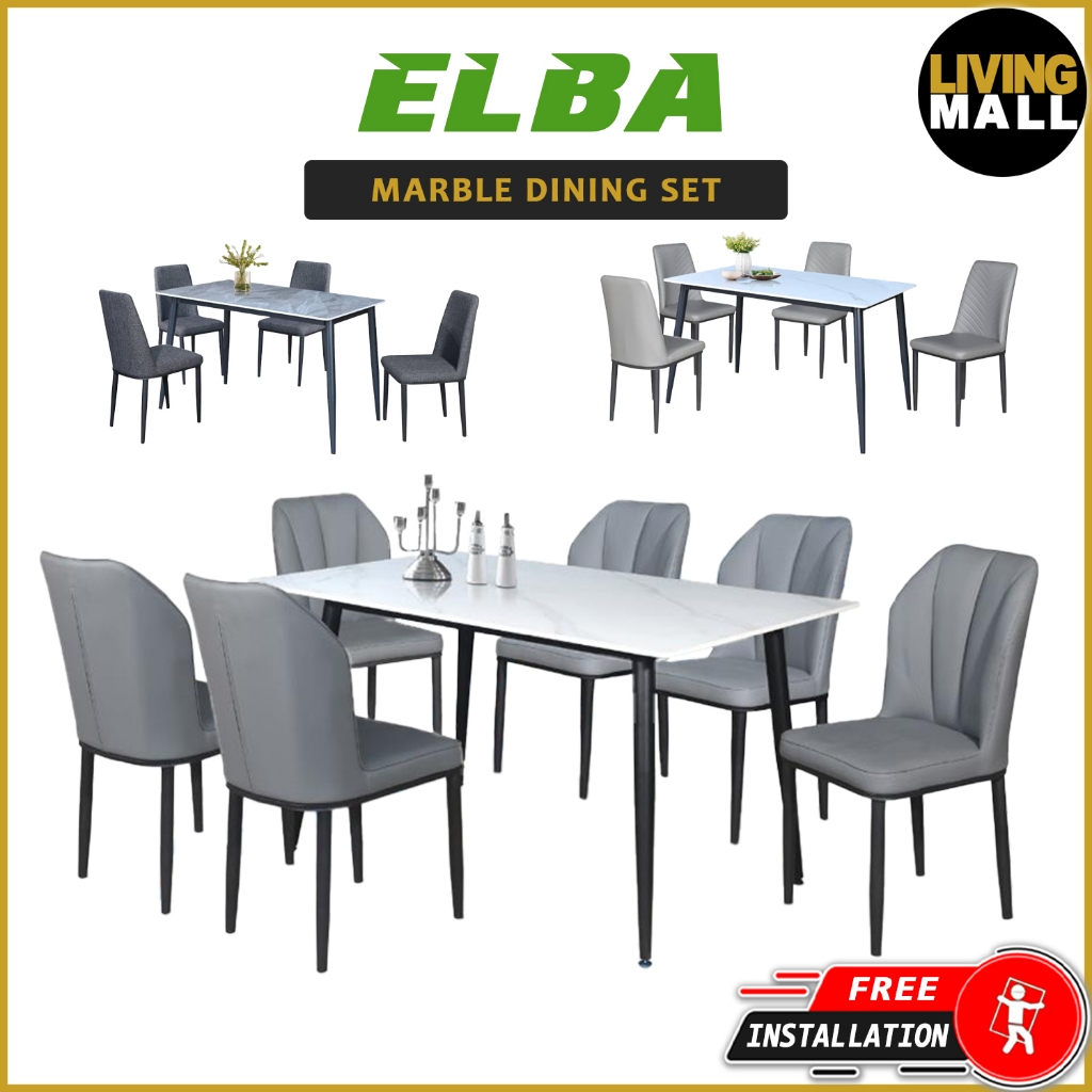 Living Mall Elba 1+4/1+6 Dining Set Table with Chair Ceramic Table Top ...