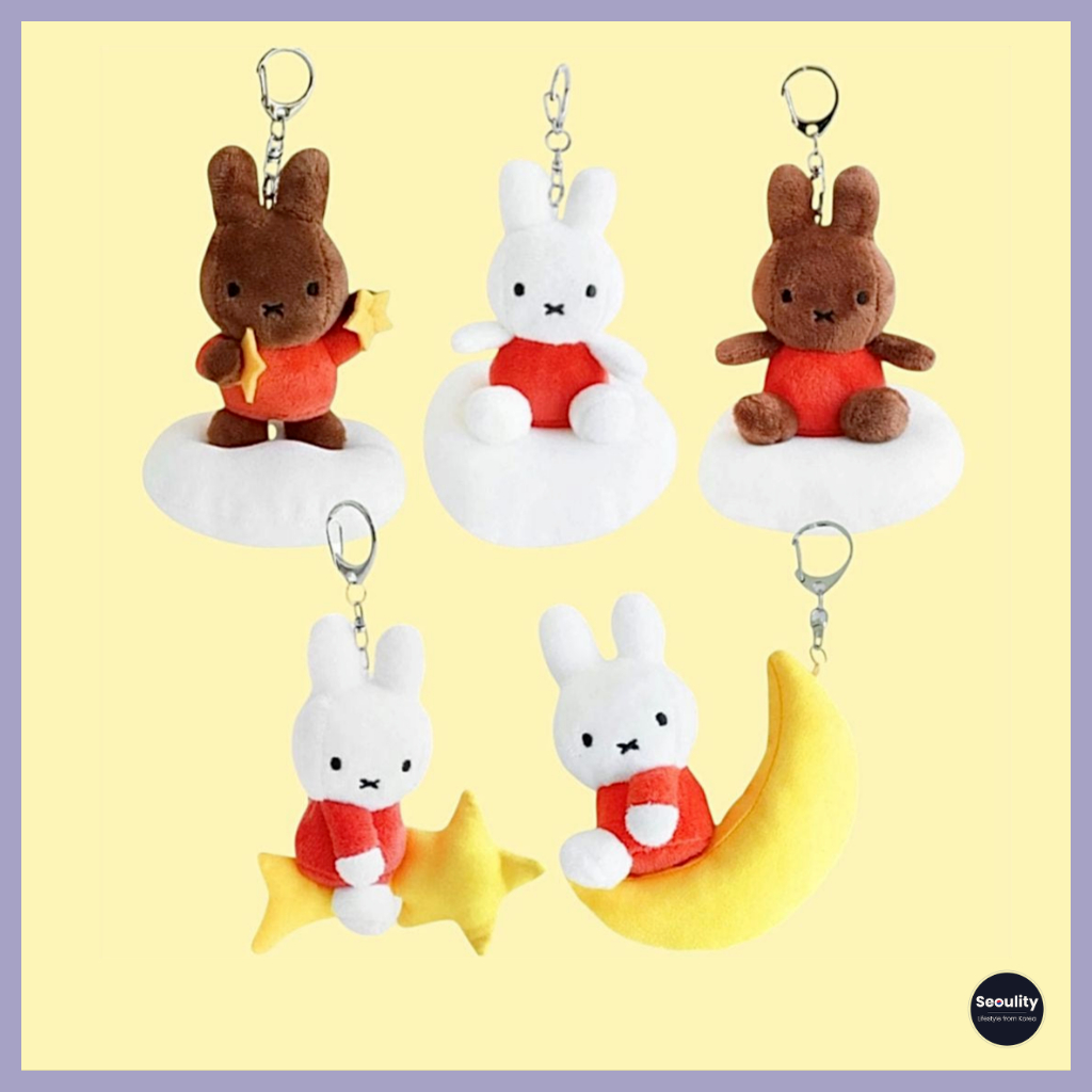 [Miffy] Bunny Plush Keyring｜With Moon, Star & Cloud｜Cute Bag Charm｜12 ...