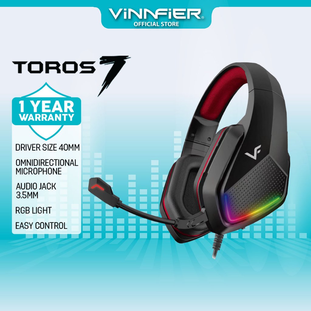 (Limited Deal) Vinnfier Toros 7 Wired Gaming Overear 3.5mm Headphone ...