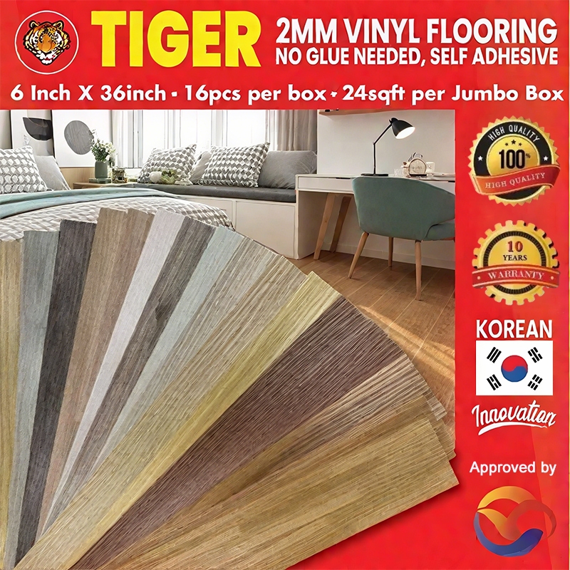 [READY STOCK] DIY TIGER 2MM VINYL FLOORING SELF ADHESIVE 36keping ...