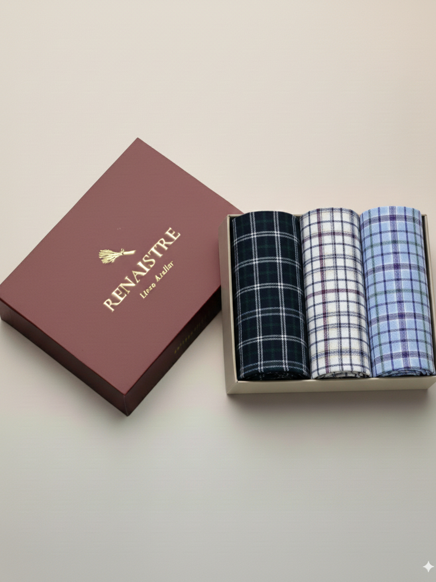 Men's Handkerchief Box Set - Crafted with 100% Premium Cotton - Plaid ...
