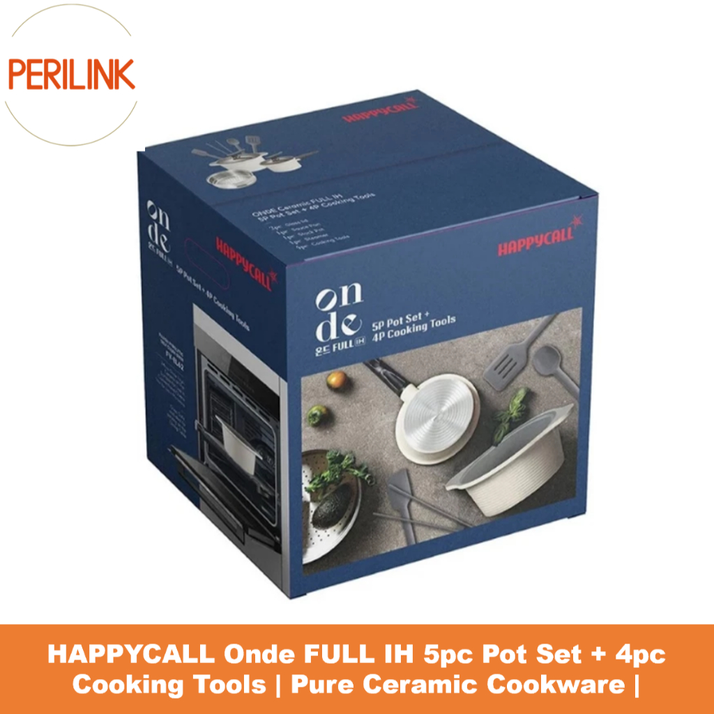 HAPPYCALL Onde FULL IH 5pc Pot Set + 4pc Cooking Tools | Pure Ceramic ...