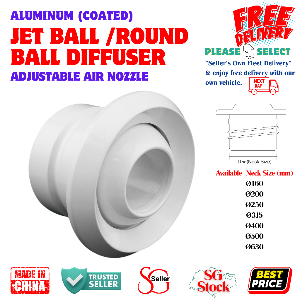 Jet Ball diffuser (Aluminum) /Round adjustable ball jet air nozzle # ...