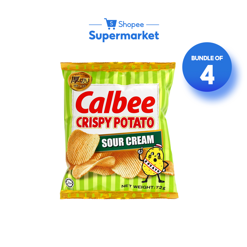 [Bundle of 4] Calbee Crispy Potato Chips (Sour Cream) (72g) | Shopee ...