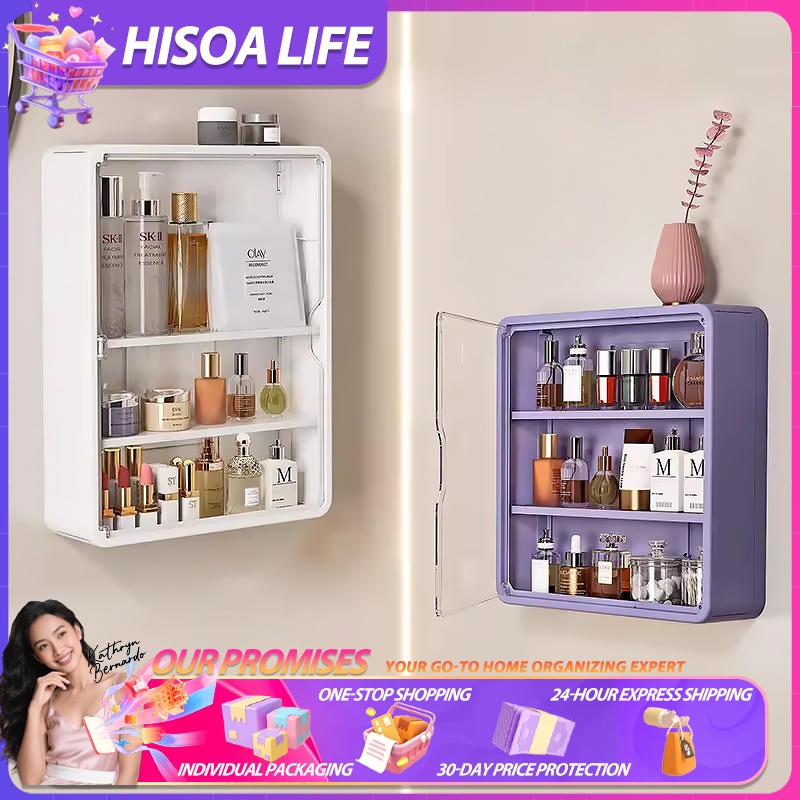 Hisoa Wall Mounted Storage Box Bathroom Organizer Storage Cabinet ...