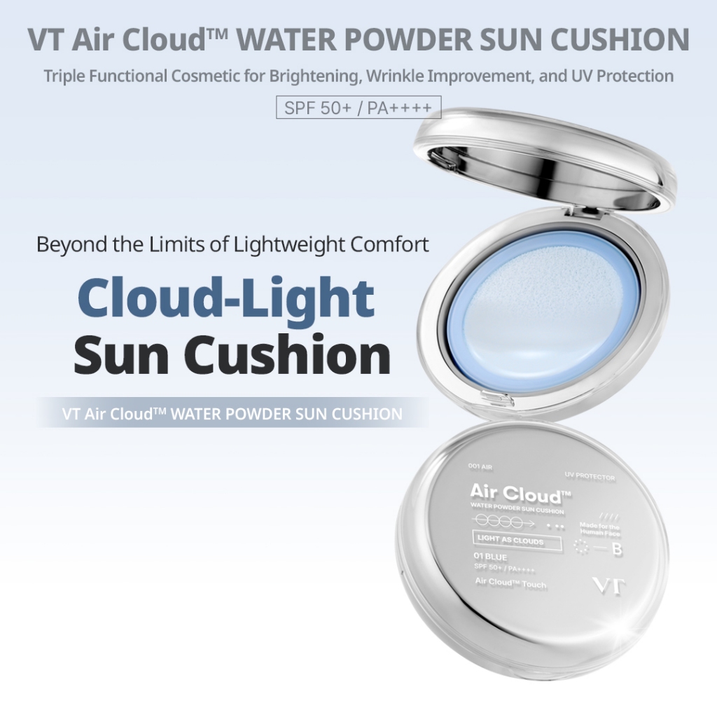 [VT] Air Cloud™ WATER POWDER SUN CUSION / Cooling Blur-Finish Sun ...