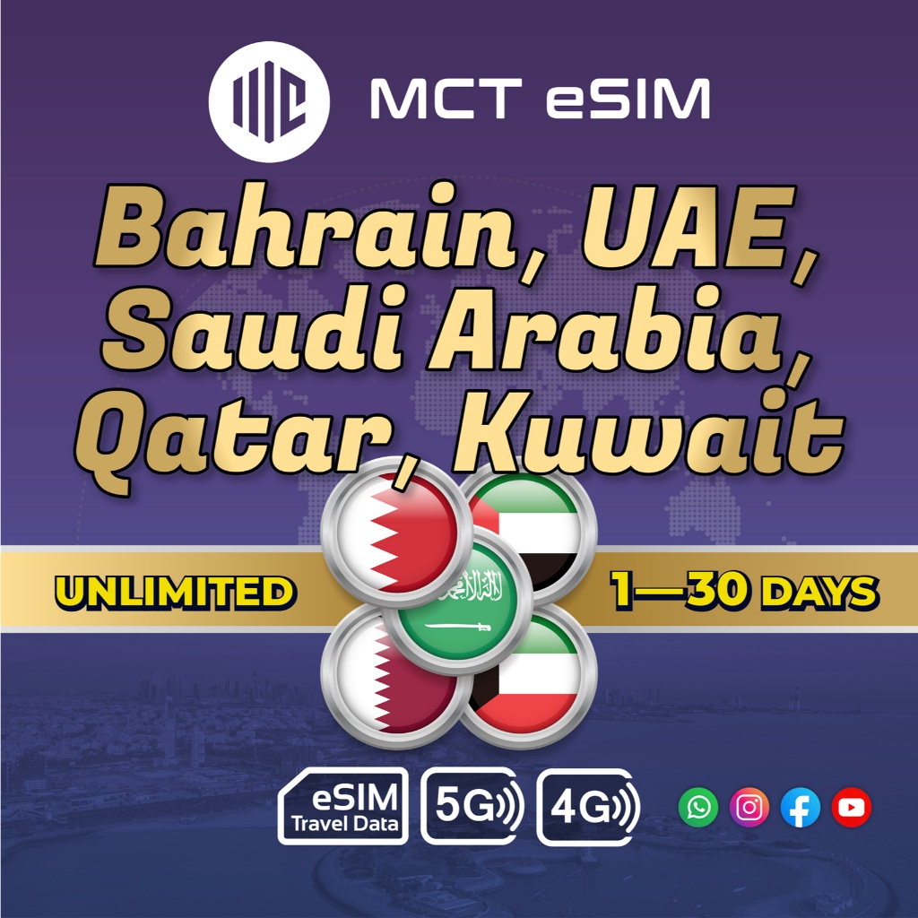 Bahrain/Saudi Arabia/UAE/Qatar/Kuwait Unlimited Data- Receive eSIM QR ...