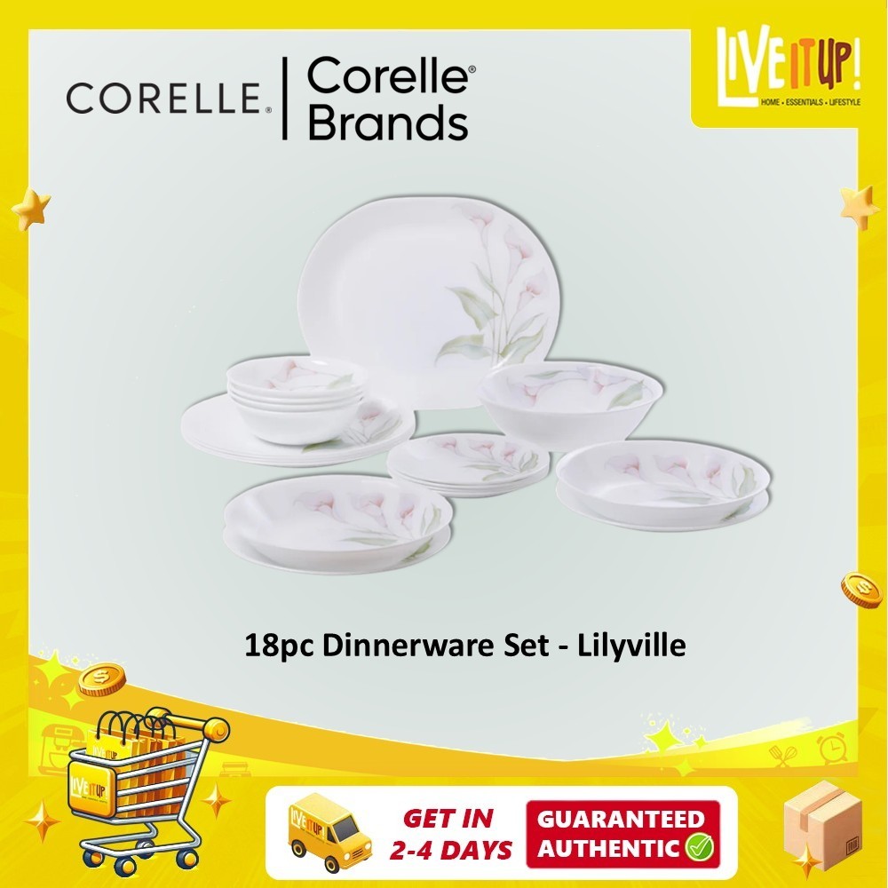 CORELLE 18pc Dinnerware Set - Lilyville | Shopee Singapore