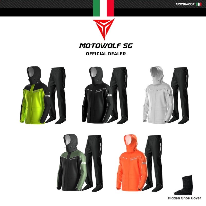 Motowolf Multis Raincoat (Retractable In-Built Shoe Cover