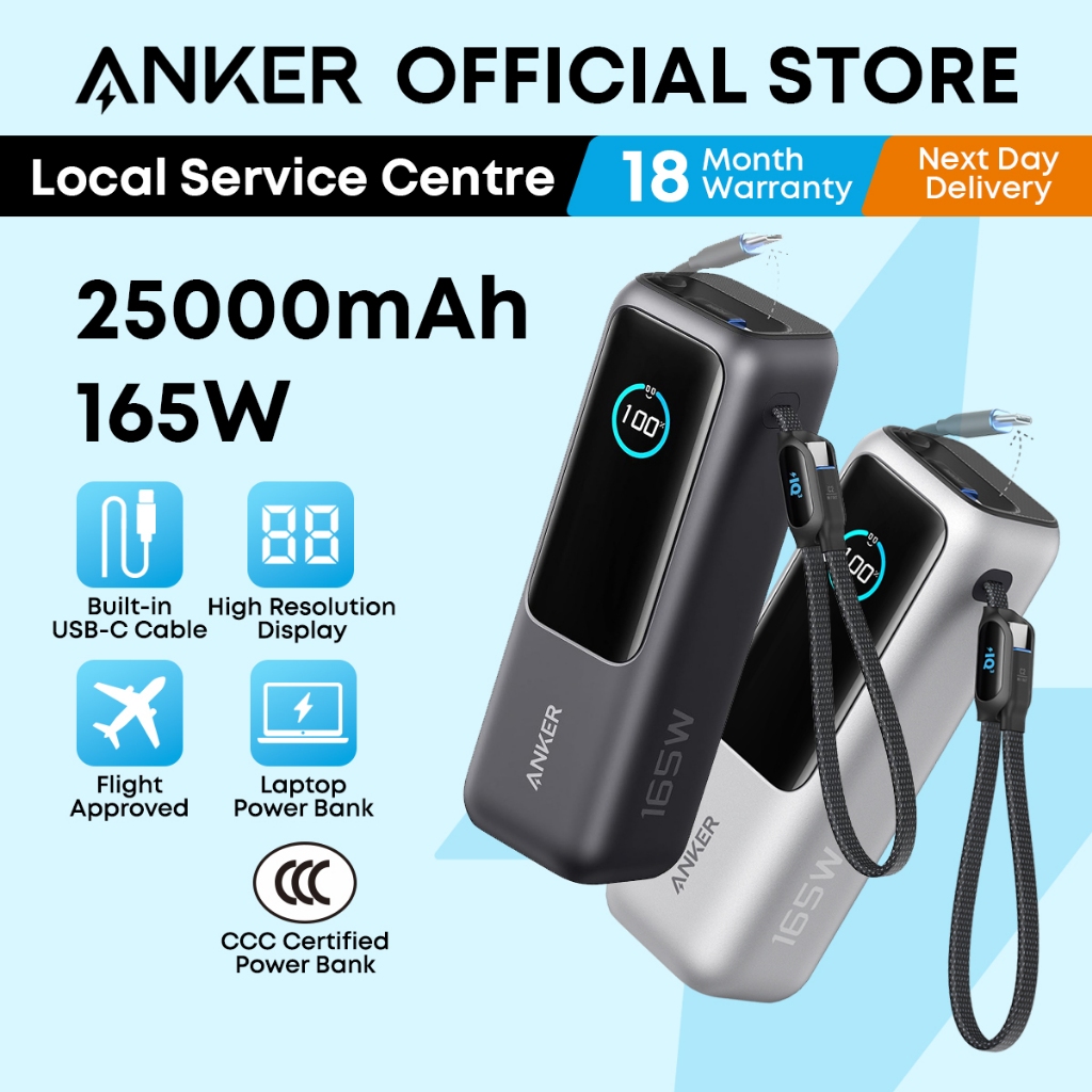 Anker CCC Power Bank 25000mAh 165W Fast Charging Built-in