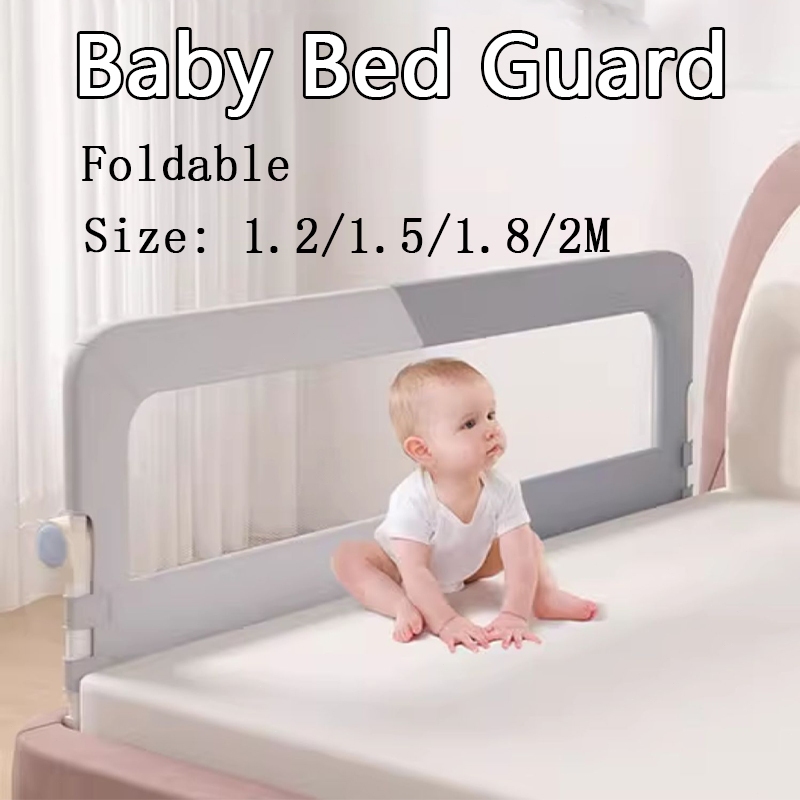 [SG Stock] Baby Bed Guard Safety Fence FOLD DOWN DESIGN anti-fall bumpe ...