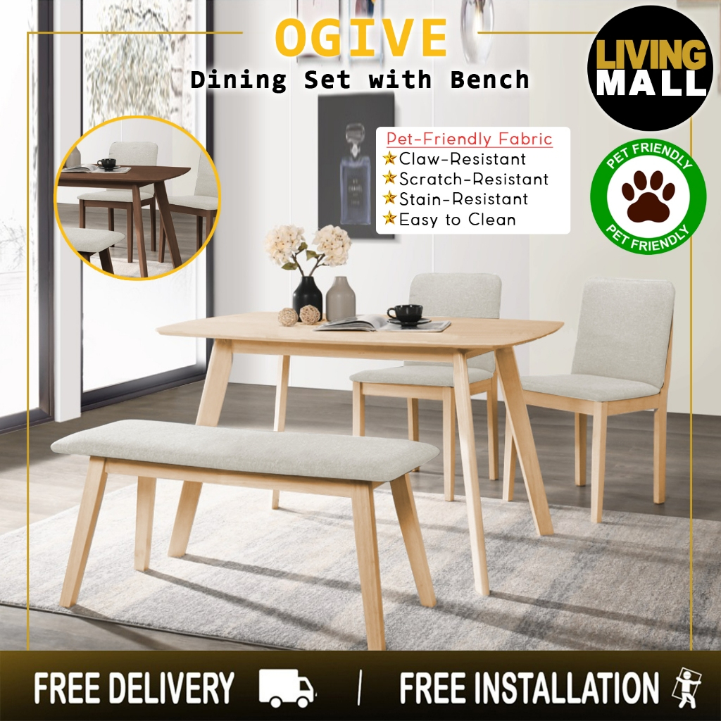 Living Mall OGIVE Dining Set Table with Chair & Bench PetFriendly ...