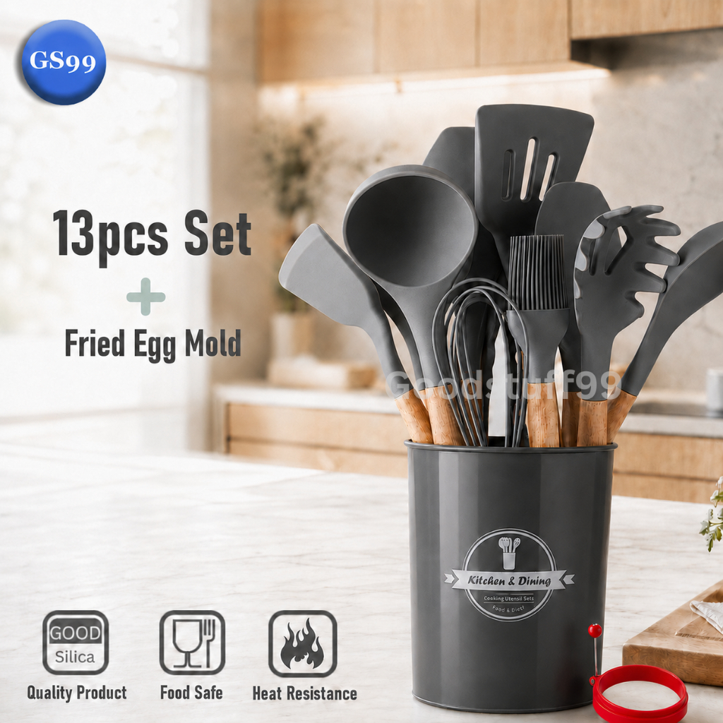 Silicone Kitchen Utensils Set 14pcs Non Stick Cooking Tools BPA Free ...