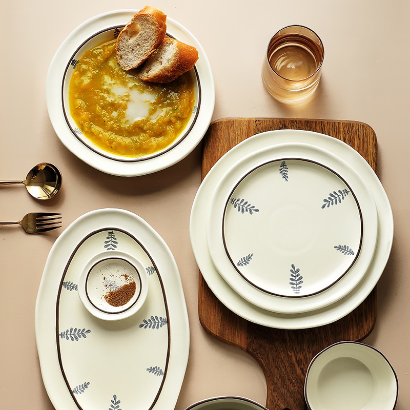 [SG] Ceramic Plates and Bowls 4.5in 7in 8in Ceramic Salad Tableware ...