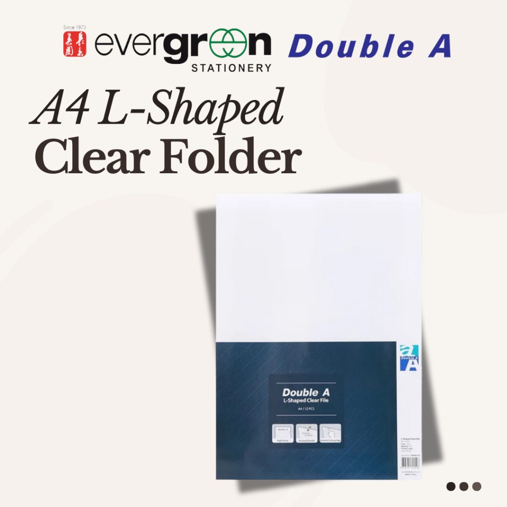 [SG] Double A A4 L-Shaped Clear File (12 Pcs/Pkt) [Evergreen Stationery ...