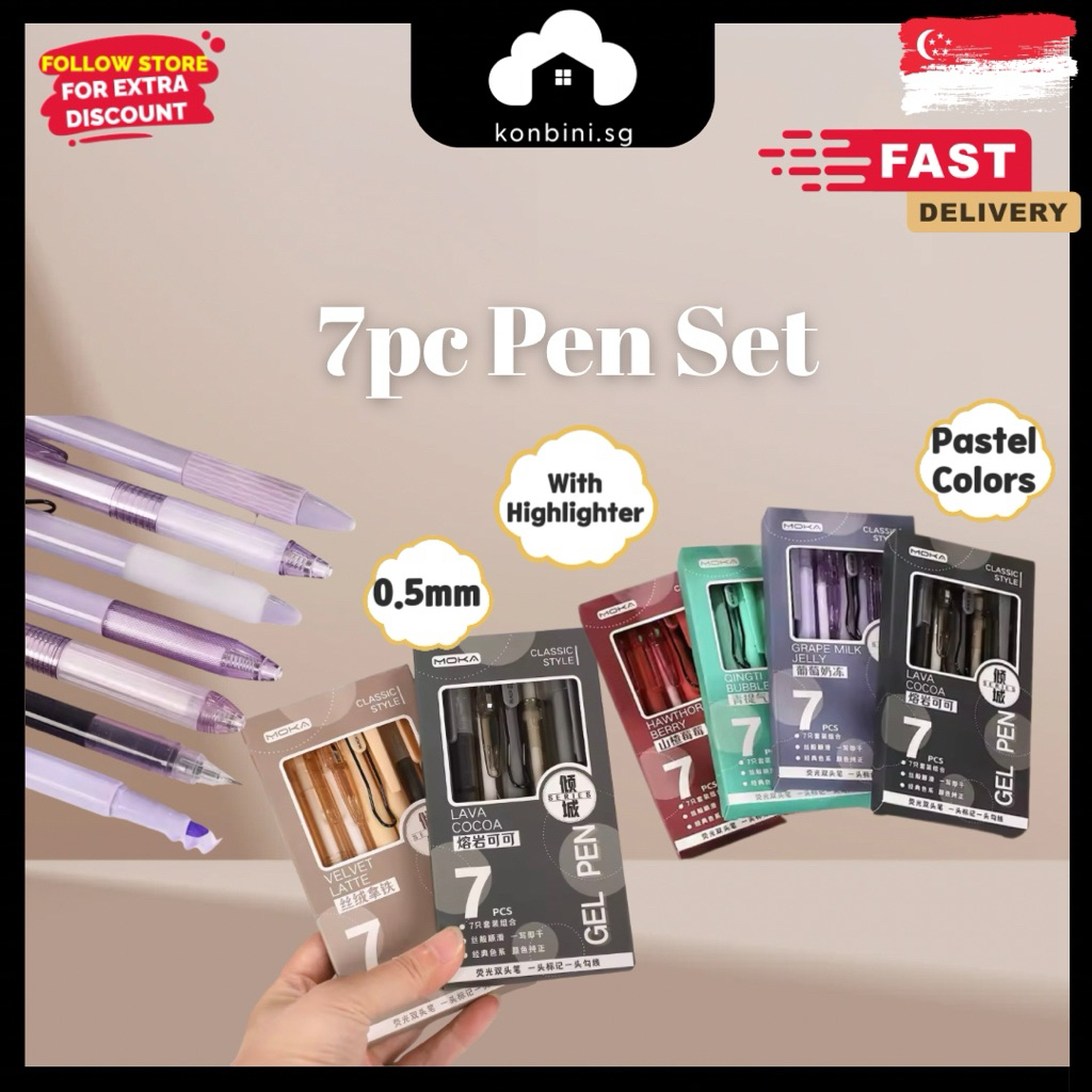 [SG] 7pc Mixed Pen Set Ballpoint Gel Ink Pen 0.5mm, Stationery, Pencil ...