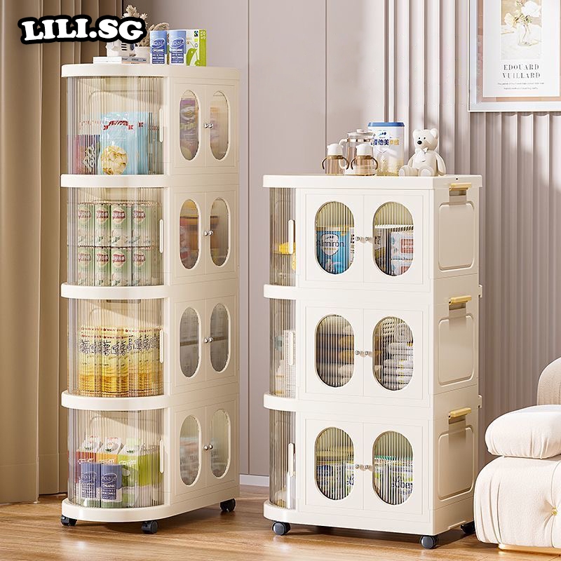 Multi-layer Foldable Storage Cabinet Movable Storage Shelf Rack Large ...