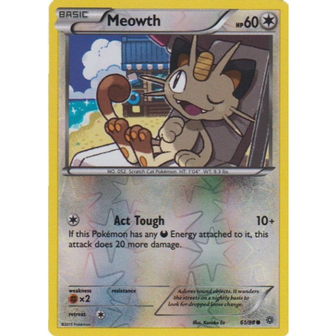 English Pokemon Card Meowth - 61/98 / Persian - 62/98 - Common