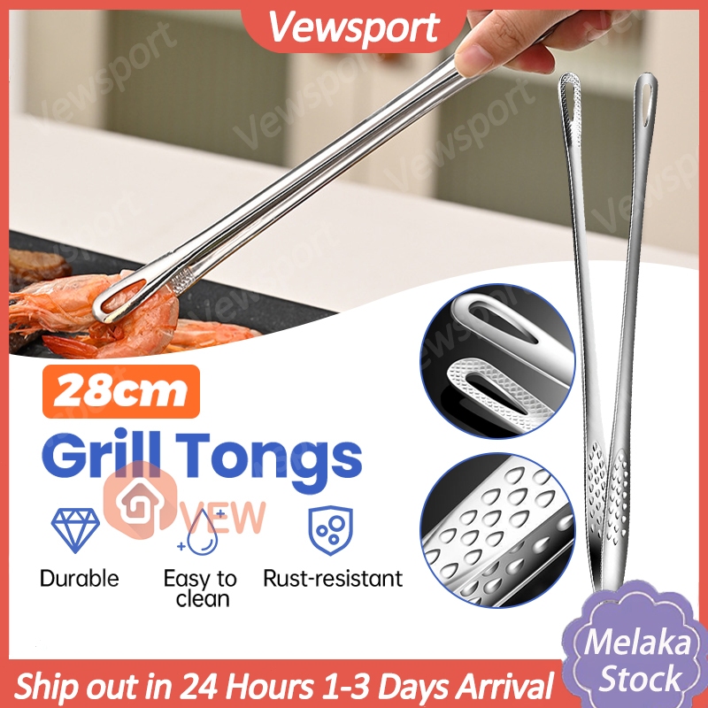 28CM BBQ Food Clip Stainless Steel Barbecue Tongs Gripper Tweezer ...