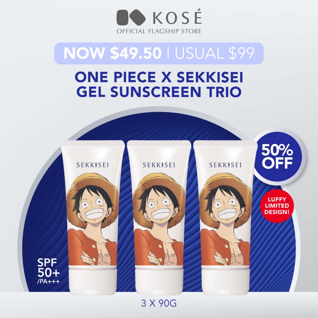 [Trio Set] Kose ONE PIECE x SEKKISEI Skincare UV Defense Essence Gel ...