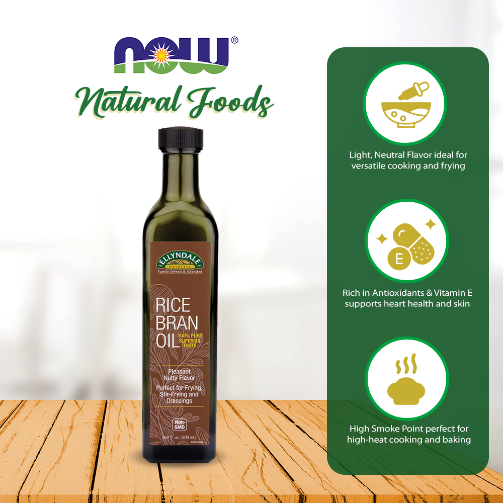 NOW Foods, Rice Bran Oil, 100% Pure for Superior Taste, Pleasant Nutty ...