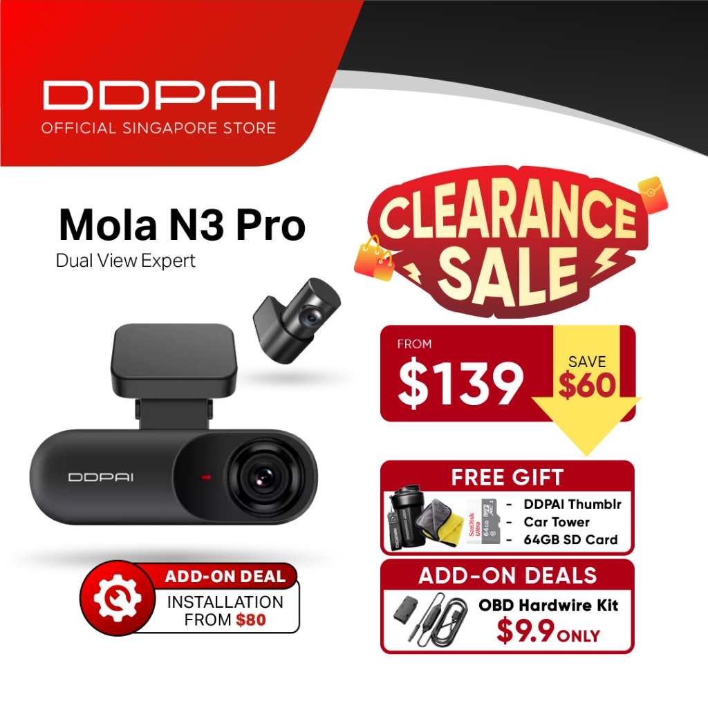 DDPAI Mola N3 Pro Front and Rear 1600P HD Vehicle Drive Auto Video