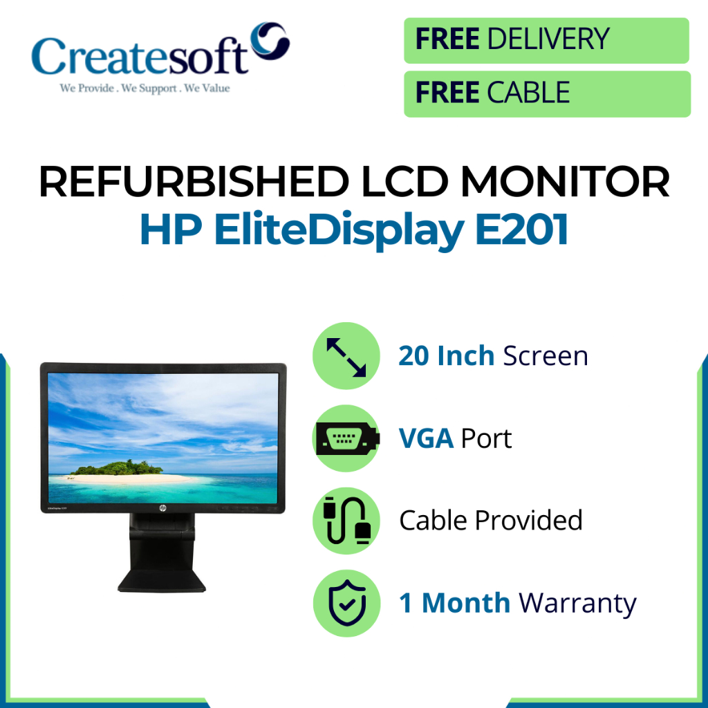 Brand New HP EliteDisplay E201 20 inch VGA LCD MONITOR [FREE DELIVERY ...
