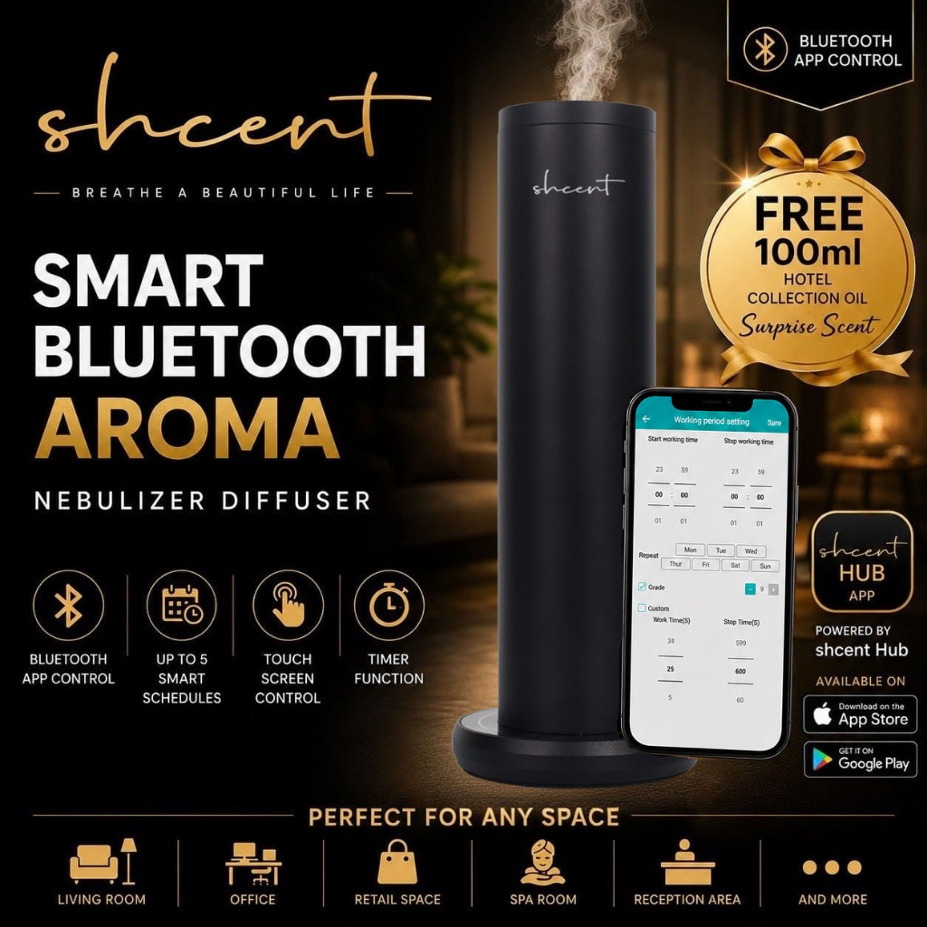 shcent Column Aroma Diffuser | Bluetooth Waterless Nebulizer | Luxury ...