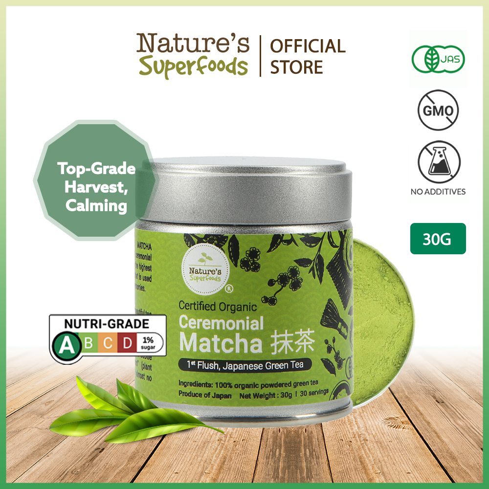 Nature's Superfoods Organic Ceremonial Matcha Powder Top Grade 30g Tin ...