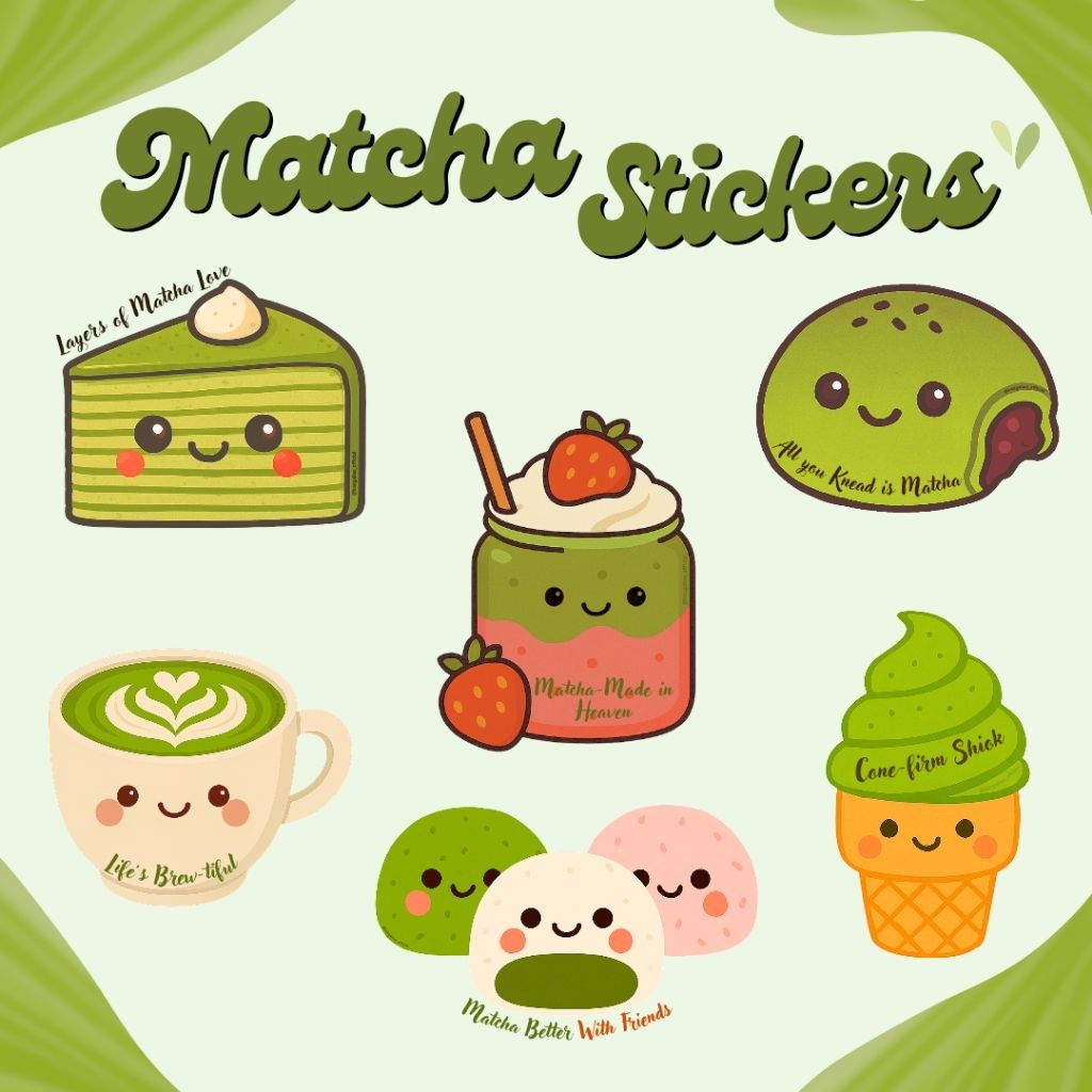 Sticker - Matcha Food, Desserts, Cake, Drinks (Waterproof) | Shopee ...