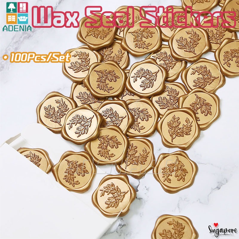 【SG】100PCS Wax Seal Stickers Vintage Gold Wedding Invitation Sticker ...