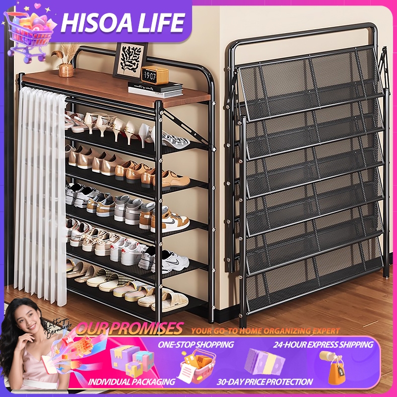 Hisoa 3/4/5/6 Layers Shoe Rack Carbon Steel foldable Shoes Organizer ...