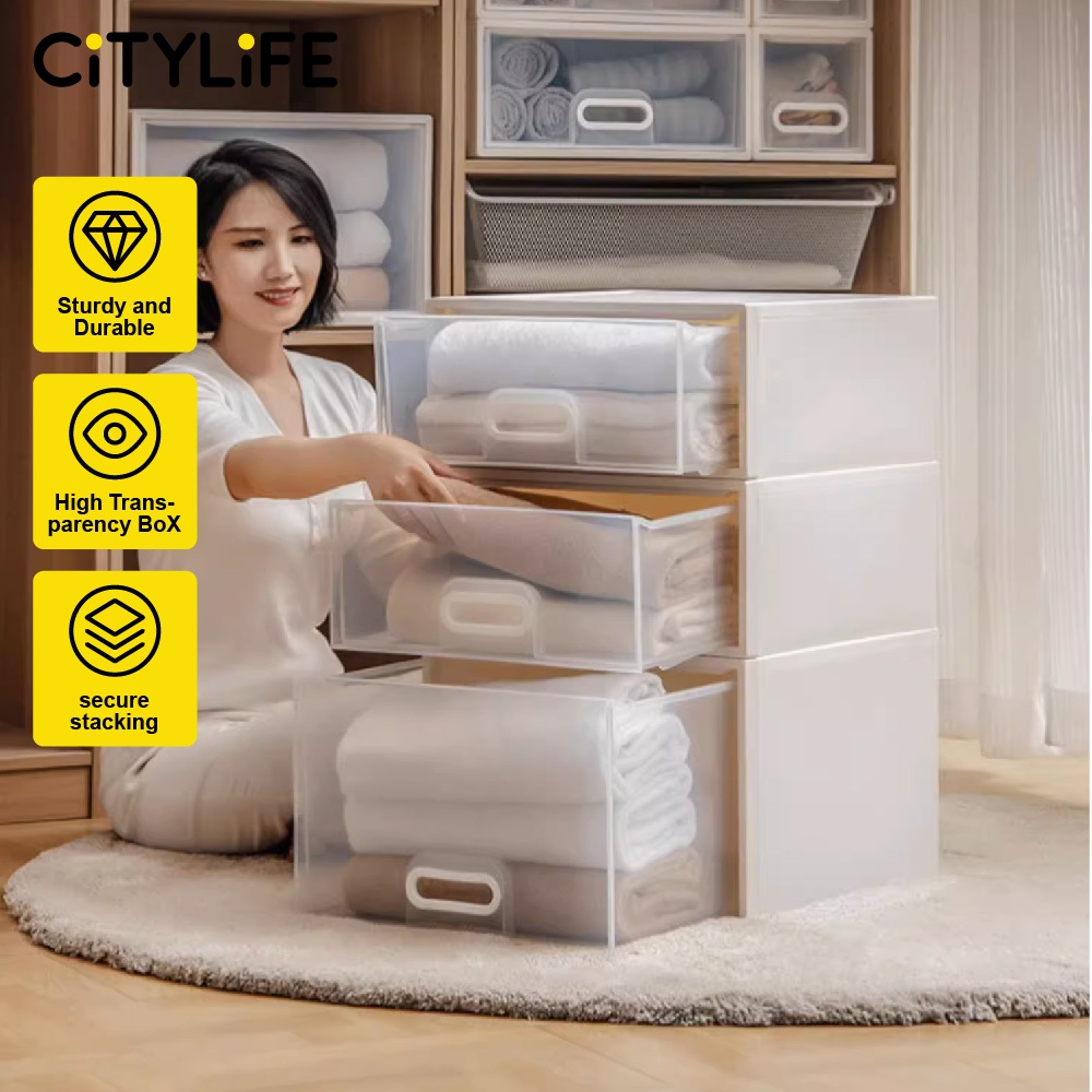 Citylife Stackable Storage Drawer Plastic Container box Home Organizer ...