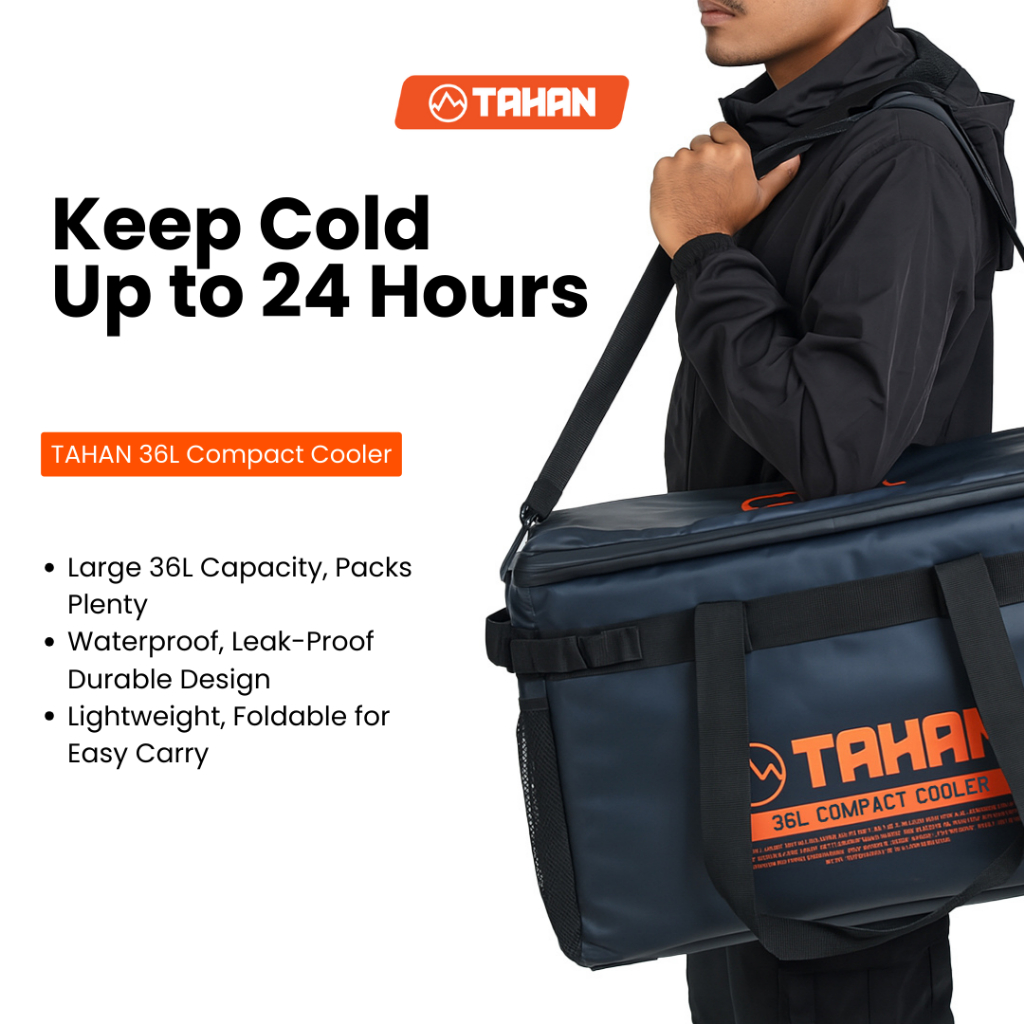 TAHAN 36L Compact Cooler Box – Foldable Insulated Picnic Ice Chest, 24h ...