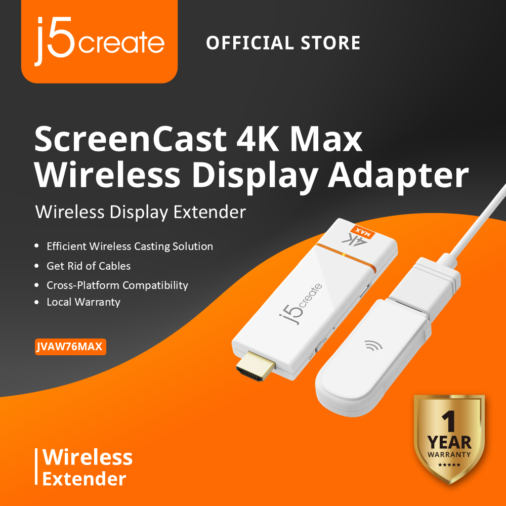 J5CREATE JVAW76MAX Screencast 4K Max Wireless Display Adapter | Shopee ...