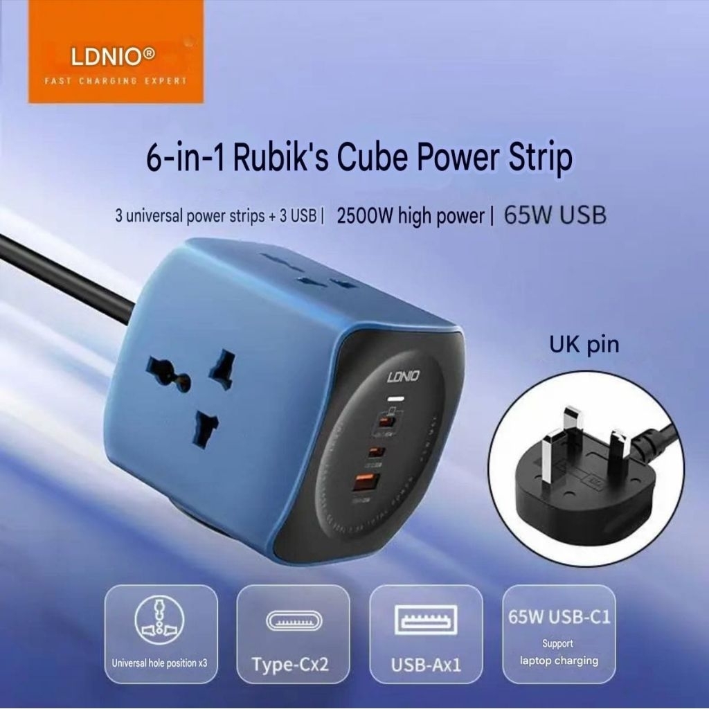 Magic Cube Socket,Type-C Fast Charging Socket,Multi-Port USB Strip, 65W ...