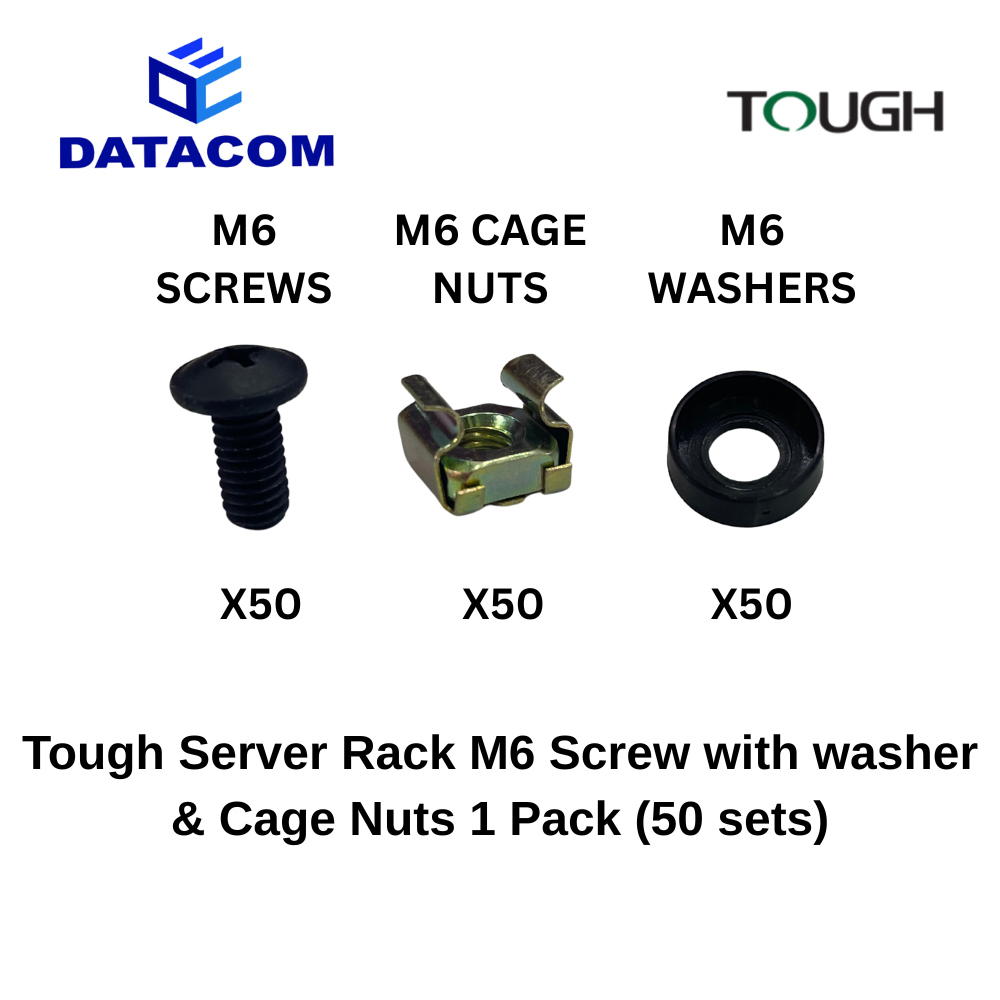 Tough Server Rack M6 Screw with washer & Cage Nuts 1 Pack (50 sets ...