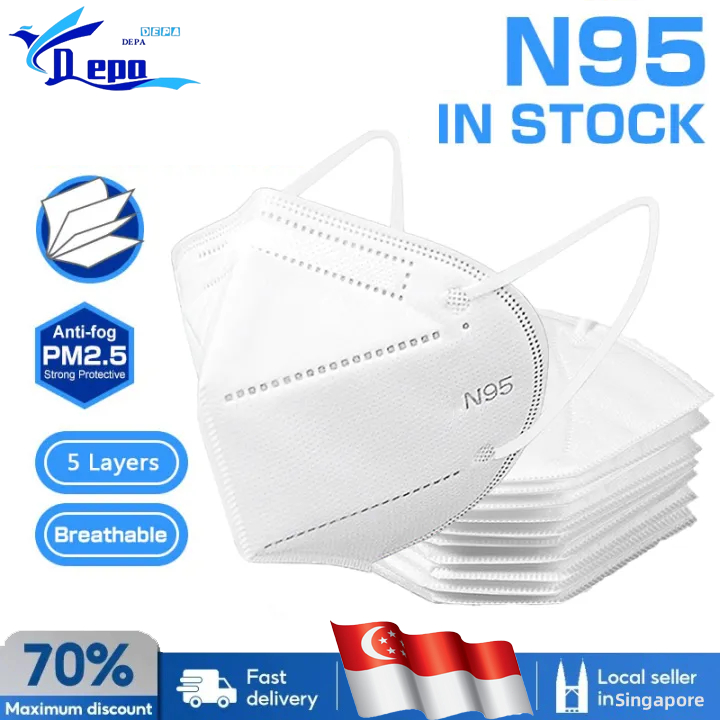 100PCS N-95 Mask Original White Facemask Medical Grade Mask for Adult ...
