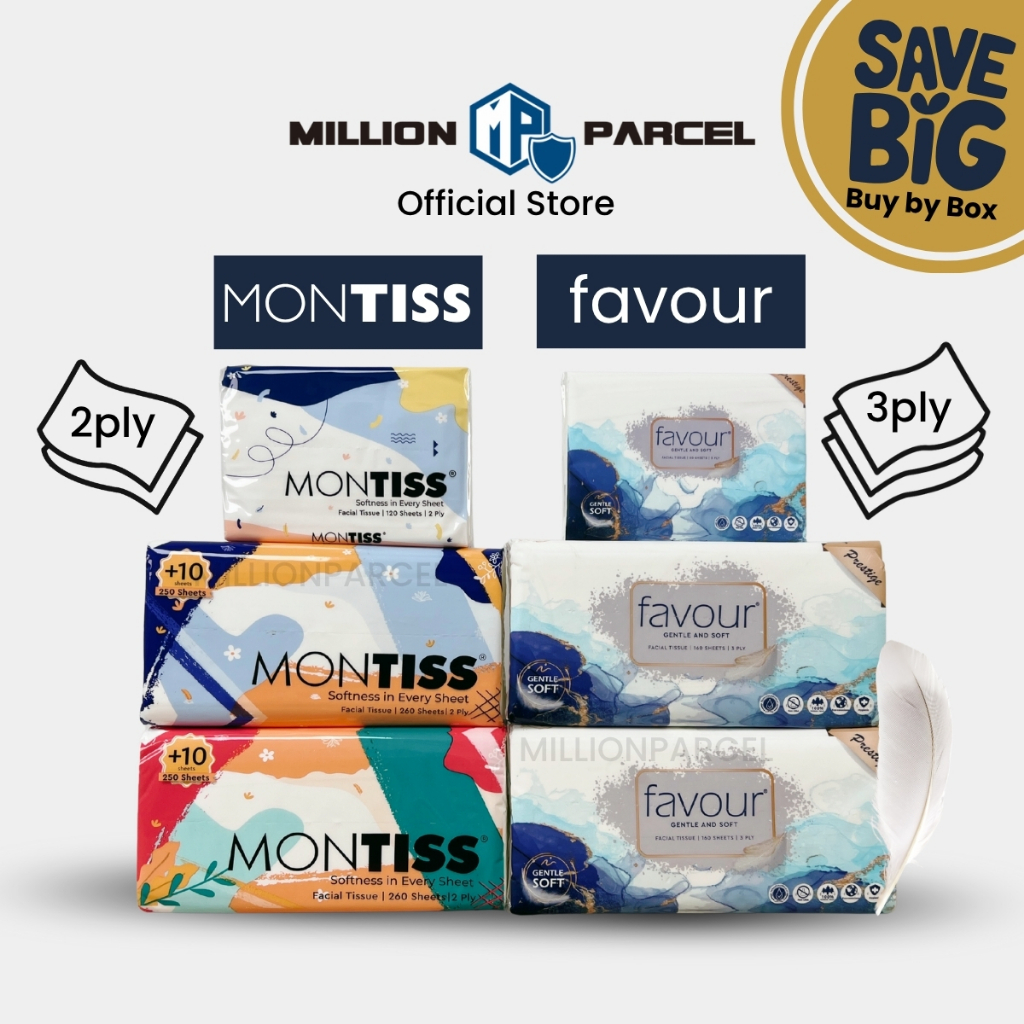 (BUY BOX SAVE MORE) Montiss 2 Ply Facial Tissue Paper | Favour 3 Ply ...