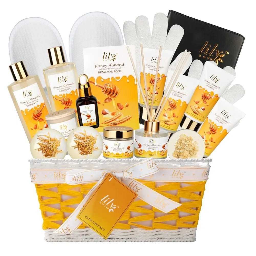 17pc Luxury Bath & Body Gift Set for Women Honey Almond Spa Self Care ...