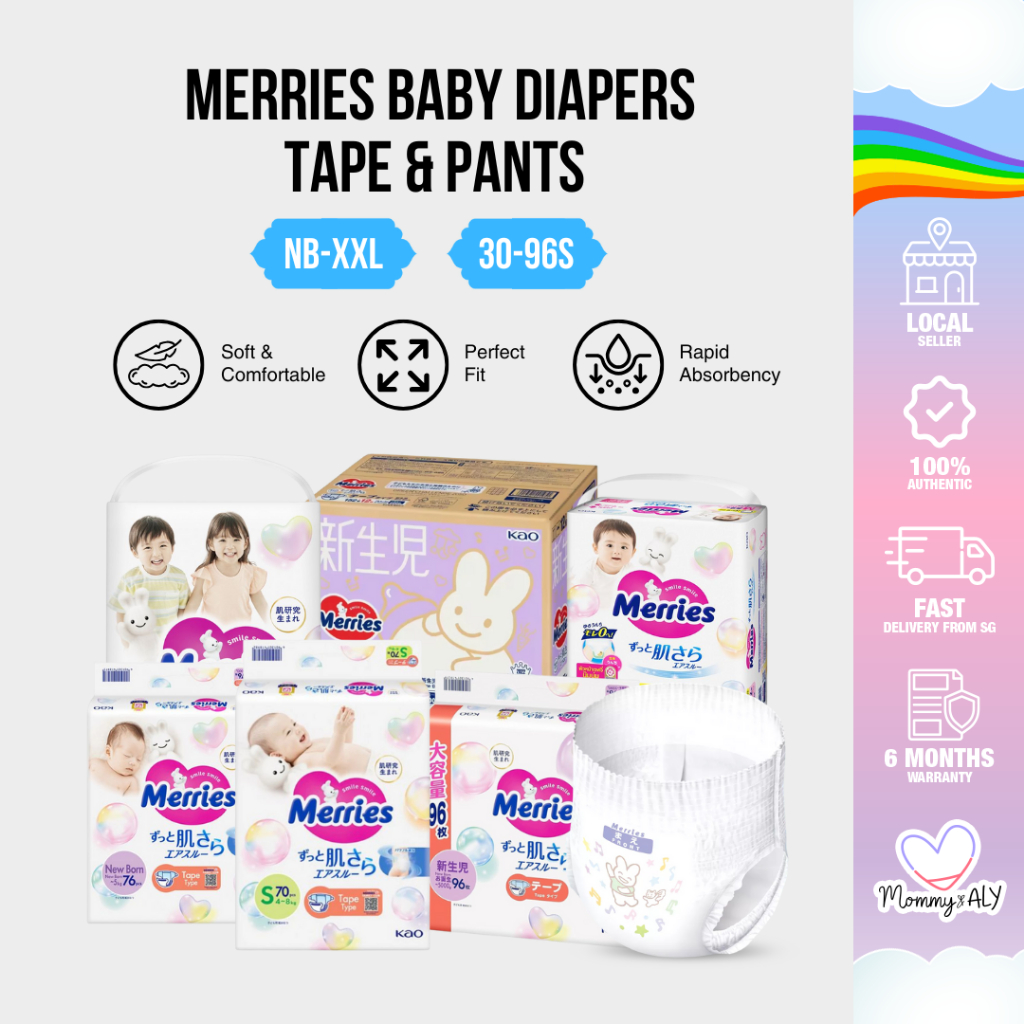 Merries Soft & Breathable Baby Diapers - Ultra Jumbo Tape & Pants ...