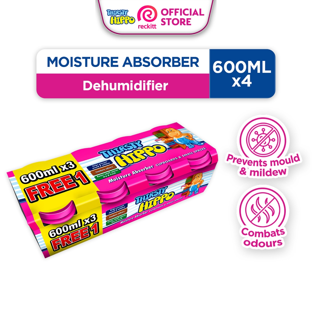 Thirsty Hippo Moisture Absorber (4x600ml) | Shopee Singapore