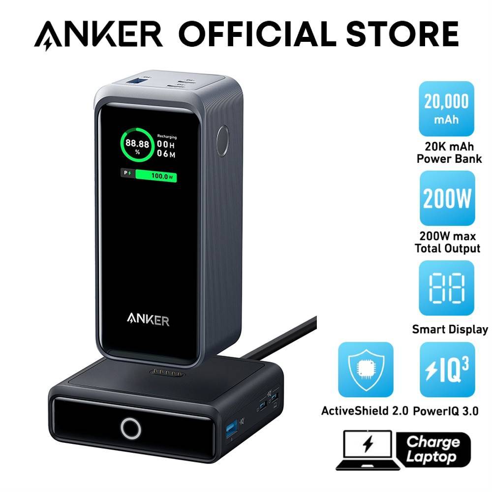 Anker Prime Power Bank 20000mAh 200W Fast Charging USB C Laptop