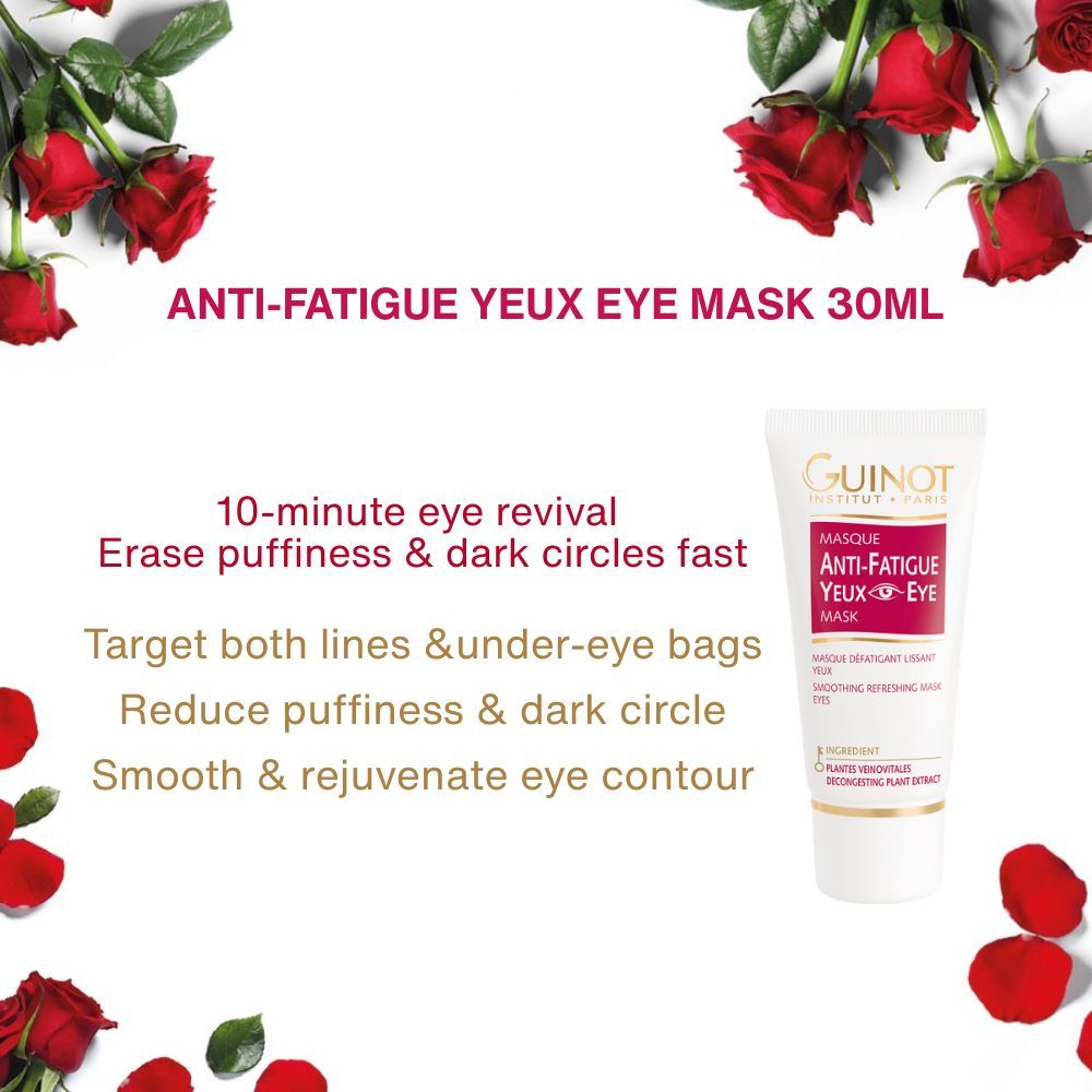 GUINOT Anti-Fatigue Eye Mask 30ml – Reduce Puffiness, Dark Circles ...